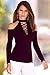 ECOWISH Women's Cut Out Shoulder Tops Halter Neck Lace Up Shirt Basic Tee Blouse US M Wine Red