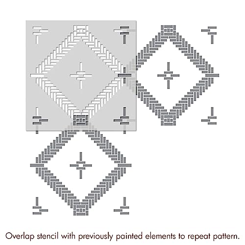 Kayra Decor Latest Interweave Allover Stencils for Wall Painting - Pack of 2, Sheet Size 12 x 12 inch/Design for Wall Painting 10 x 10 inch - Small 2