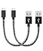 2Pack - 1ft Short Micro USB Cable, AOSOK Short Nylon Braided High Speed USB Durable Android Charger Cable for Samsung Galaxy S7/S6/S5,Note 5/4/3,HTC,LG,Nexus Sony More (Black White)