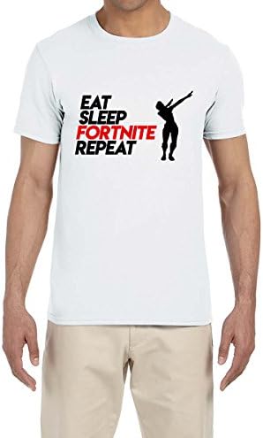 Deetz Shirts White Eat Sleep Fortnite Repeat T-Shirt Youth Small