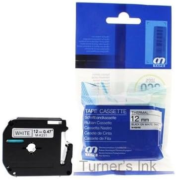 Brother M-K231 P-Touch M Series Tape, 12mm (0.47''), Black on White, Compatible