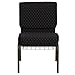 Flash Furniture HERCULES Series 21''W Church Chair in Black Dot Patterned Fabric with Cup Book Rack - Gold Vein Frame