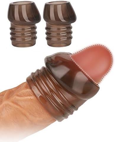 2Pcs/Set Pênňís Sleeves Delay Éjá-cúlátion Silicone Time Lasting Forêskiň Corrected Rings Pênňís Ring Kits for Men - Brown 04