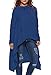 Dokotoo Womens Cotton Amazon High Low Long Sleeve Loose Sweatshirt Hoodies Tops Blue X-Large