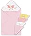 Spasilk 100% Cotton Hooded Terry Bath Towel with 4 Washcloths, Pink Butterfly