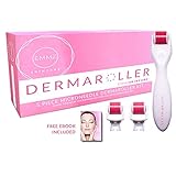 Derma Roller Microneedle 5 Piece Kit - Face Roller, 3 Extra Replaceable Heads + eBook + Storage Case, Exfoliation Microdermabrasion Micro Derma Skin Care Tool Dermaplaning Dermapen Microneedling