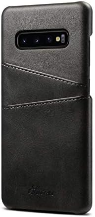 Galaxy S10p S10 Plus S10+ Case Samsung Cover, Leather Slim Fit Protective Black Two Credit Card Holder Men Boy Ultra Thin Phone Shell