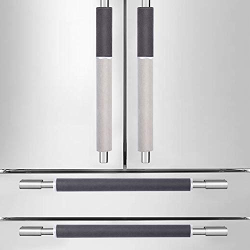 MRKG Refrigerator Door Handle Covers, Set of 4, Washable Without Fading or Cracking, Keep Your Kitchen Appliance Clean from Smudges, Drips, Food Stains, Oil. (Black, Grey)