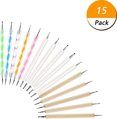 15 Pcs Embossing Stylus Set Dotting Tools Set, Ball Styluses Dotting Tool Set for Embossing Pattern Clay Sculpting Mandala Rock Painting,Nail Art