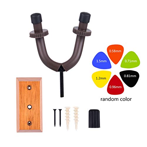 VEIDIA 6-Pack Guitar Stands Guitar Holders Guitar Wall Mounts Hardwood Guitar Hanger Wall Hooks with Screws for All Size Guitars, Bass, Mandolin, Banjo, Ukulele - Thumbnail 3