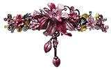 Large Crystal Barrette with Dangling Ornament YY86010-3rose