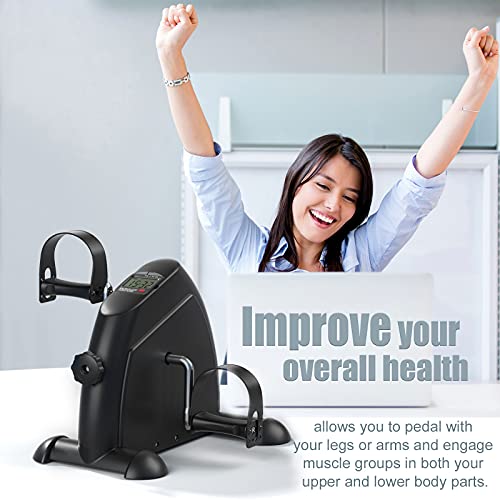 Under Desk Bike Pedal Exerciser Mini Foot Cycle Bike for Arm & Leg Exercise with LCD Display and Adjustable Resistance Desk Cycle Workout Office Home Women Men Seniors(Black)
