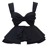 AOMEI Womens Summer Ruffles Crop Tank Tops with Bow Tie