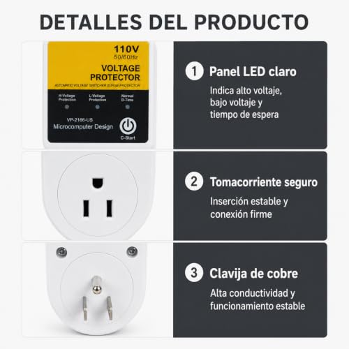 ETRTNVB 1800W Regulador de Voltaje para Refrigerador, Protector contra Sobretensiones para Lavadora,Regulador de Voltaje para Refrigerador, Supresor de Picos Enchufe AC120V para Cocina Sala (2 PCS)