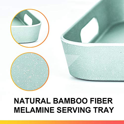 Serving Tray, XDW-GIFTS Bamboo Fiber Melamine Serving Trays with Handle Premium Modern Plastic Food and Drink Tray for Parties Coffee Table Home Storage Pack of 3