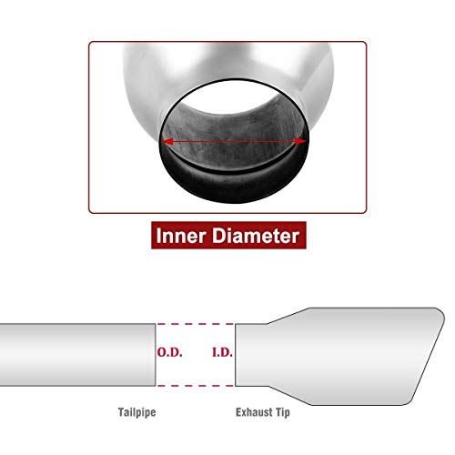 Upower Pack of 2 Double Wall 2.5" to 4" Exhaust Tips 5" Long Stainless Steel Weld-On Round Slant Tailpipe