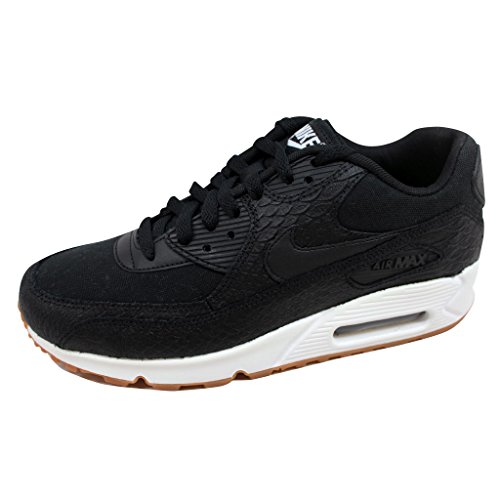 NIKE Women's Air Max 90 Premium Black/Black-Gum Yellow-White 896497-002 Shoe