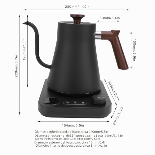 Electric Kettle Gooseneck Temperature Control, Electric Pouring Kettle for Coffee and Tea with LCD Screen Timer, Powerful and Fast Kettle, Kettle for