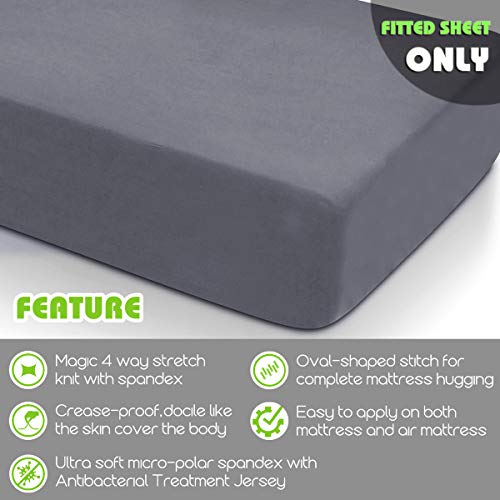 COSMOPLUS Fitted Sheet Twin Fitted Sheet Only（No Flat Sheet or Pillow Shams）,4 Way Stretch Micro-Knit,Snug Fit,Wrinkle Free,for Standard Mattress and Air Bed Mattress from 8" Up to 10",Gray - Thumbnail 2