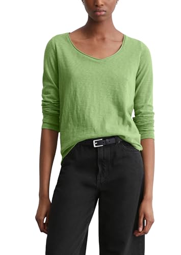 Marc OߴPolo Denim femmes t-shirt long en coton biologique à col en v, Vert (Herbal Garden), XXS