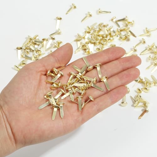 Brass Fasteners,300 Pcs Brads for Paper Crafts,Small Brads Metal Gold Brads for Paper Fasteners Scrapbooking DIY,Handmade Cards School Project Supplies