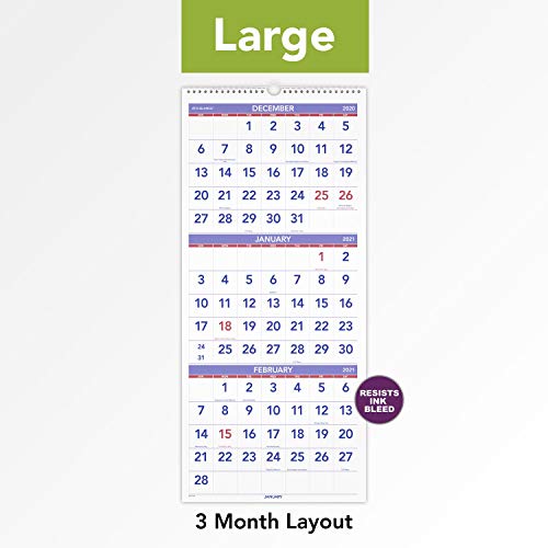 2021 Wall Calendar by ATAGLANCE, 12" x 27", Large, Vertical, 3Month