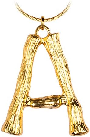 ANAKIKI 26 Initial Letters Alphabet Charm Bamboo Pendant Necklace 18k Gold Plated Snake Chain Personalized Gifts for Women