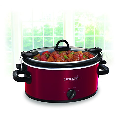 CrockPot 4Quart Cook & Carry Oval Manual Slow Cooker, Red Stainless