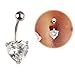 coromose Navel Ring Belly Rhinestone Button Bar Heart Body Piercing Jewelry Steel
