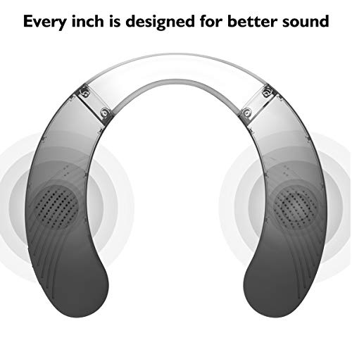 ENUOSUMA Wireless Wearable Speaker -Neckband 5.0 Bluetooth Speaker True 3D Stereo Sound, Portable Personal Speakers IPX5 Waterproof with 12H Play time for Work,Travel,Sports Black