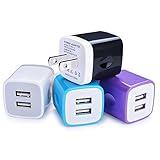 Ehoho USB Wall Charger, USB Charger 2.1A/5V Dual Port Charging Station Wall Charger Block Charging Cube Compatible iPhone X/8/7/6/6S/SE/5/5S, Samsung, HTC, LG, Motorola, Tablet Android (4Pack)