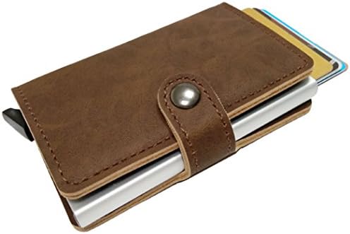 RFID Blocking Wallet Front Pocket Wallet Minimalist Secure Credit Card Holder (Dark brown)
