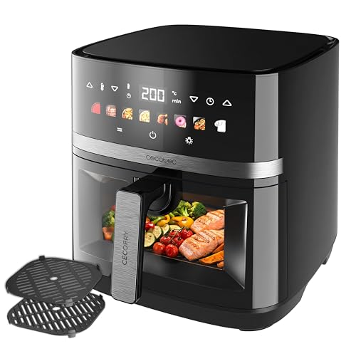 Friteuse à Air 8L avec Double Grill Cecofry&Grill Duoheat 8000 Hot. 2200W, Dorure Parfaite et Saveur de Grill sur les Viandes, Température entre 80-200°C, 8 Menus et Fenêtre
