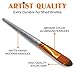 Artist Paint Brush Set - 16 Different Shapes & Sizes - Free Painting Knife & Watercolor Sponge - No Shed Bristles - Wood Handles - for Creative Body Paint, Acrylics & Oil
