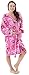 Burklett Women's Hooded Printed Flannel Fleece Bathrobe Robe w/Side Pockets,Donuts,Short