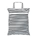Teamoy Travel Hanging Wet Dry Bag Organizer (17.3 x 13.4 inches) with Two Compartments for Cloth Diaper, Laundry, Swimsuits and More, Easy to Hang Everywhere (M, Black Strips)
