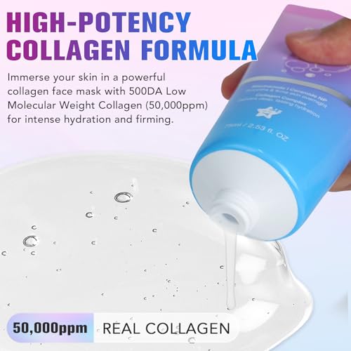 Korean Collagen Facial Mask, Collagen Night Wrapping Mask, Collagen Mask for Skin Firming, Facial Mask Deep Hydration, Reduce Wrinkles, Improve Skin Elasticity