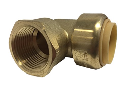 Libra Supply Lead Free 3/4 inch 90 Degree Push-Fit Female Elbow, FIP x Push, (Click in for more size options), 3/4'', 3/4-inch Brass Pipe Fitting Plumbing Supply - Thumbnail 2