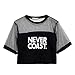 EFINNY Women Sexy Sheerness Crop Blouse Cool Crew Neck Short Sleeve T-Shirt Tops