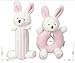 Godr Baby Rattle Plush Soft Toys Newborn Gift Crib toy 5.5in 2.7in Pink Rabbits Bunny - Christmas Baby Infant Toys Gift