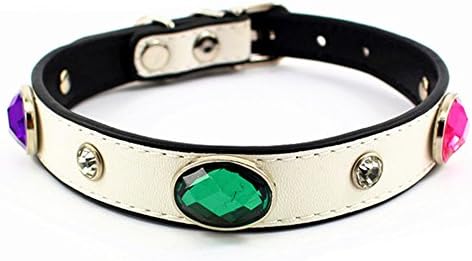JIngwy Fashion Jeweled Pet Collar and Leash Set Suit for Cats or Puppy Dogs 2 Colors 2 Size Optional (M(Collar), White)