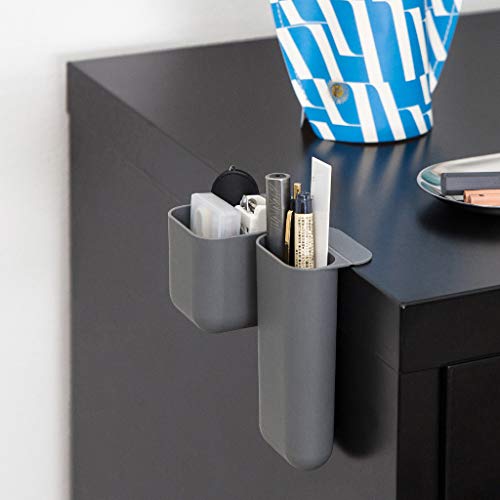 Office Desk Stationery Storage Organizer Ruler Pencil Mini Storage Organizer 2 Pcs (Gray)