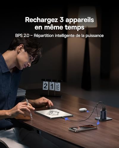 Picogo Chargeur USB C 67W pour iPhone 17, Mini Adaptateur Secteur USB C à 3 Ports, Rapide GaN Charger PD avec PPS, Compatible avec iPhone 16-8, MacBook, iPad, Ordinateur Portable, Galaxy