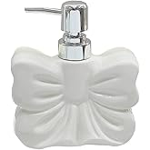 123Arts Lotion Dispenser Ceramic Soap Bottle, Bowknot Relief Lotion Bottle with Pump,360ML