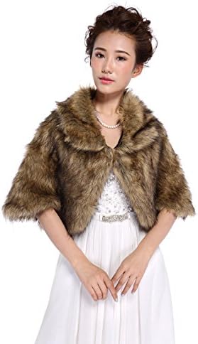 HailieStudio Handmade Brown Faux Fur Bride Bridesmaids Stole