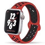 YC YANCH Greatou Compatible for Apple Watch Band,Soft Silicone Sport Band Replacement Wrist Strap Compatible for iWatch Apple Watch Series 3/2/1,Nike+,Sport,Edition,42mm S/M,Red Black