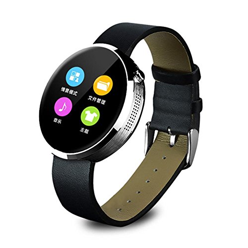 L@YC Smart Watch Round Screen Waterproof Heart Rate Monitoring Health Monitoring Music Control Remote Control Self-Timer, Silver Grey
