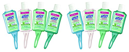 PURELL Advanced Hand Sanitizer Portable Bottles - 1 oz. Travel Sized Jelly Wrap Bottles (Case of 8) (Aloe)