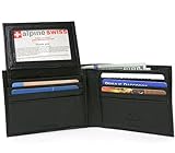 Alpine Swiss Men's Leather Bifold Wallet Removable Flip Up ID Window