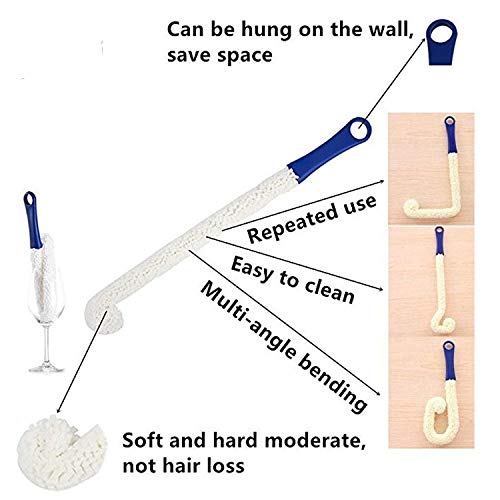 Bendable Foam Tipped Washing Brush Scrubber for Bottle Decanter Stemware Pot Glassware Cleaning